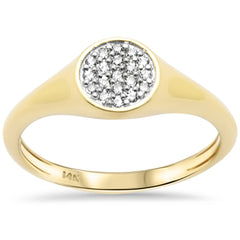.10ct G SI 14K Yellow Gold Round Diamond Signet Band Ring Size 6.5