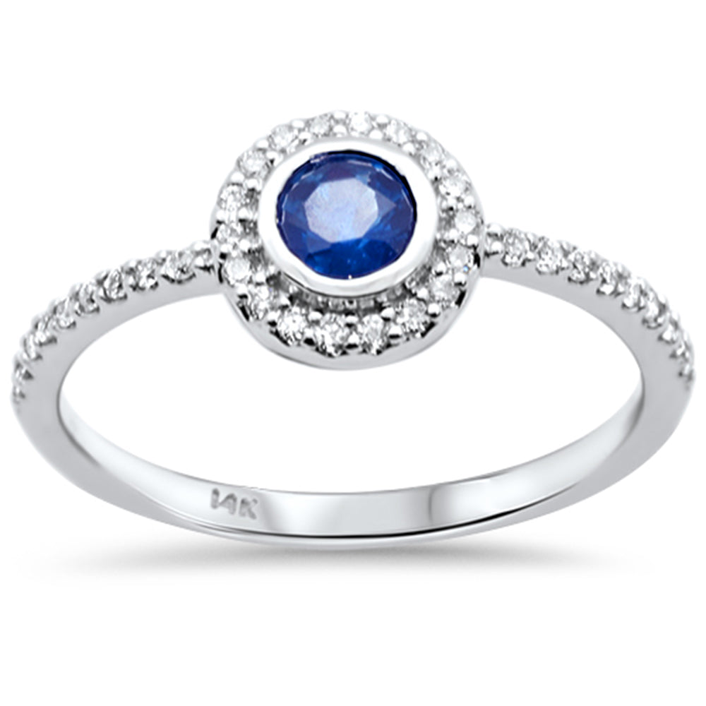 SPECIAL!.51ct G SI 14K White Gold Diamond & Blue Sapphire Gemstone Ring Size 6.5