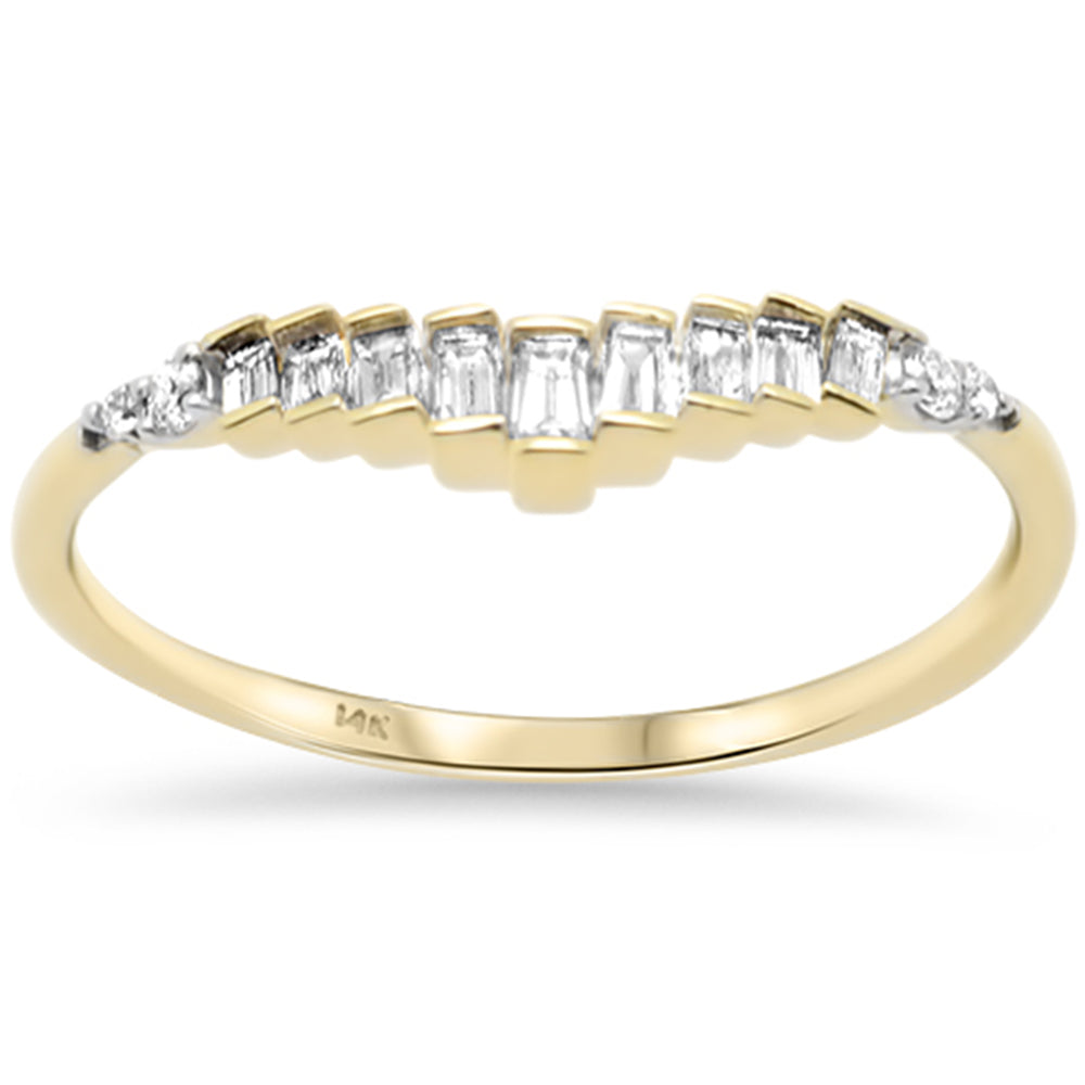 SPECIAL!.21ct G SI 14K Yellow Gold Baguette Diamond Accent Wedding Band Ring Size 6.5