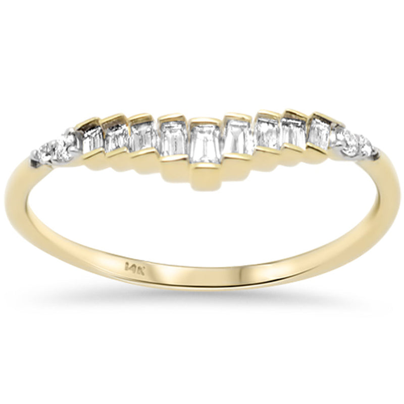 SPECIAL!.21ct G SI 14K Yellow Gold Baguette Diamond Accent Wedding Band Ring Size 6.5