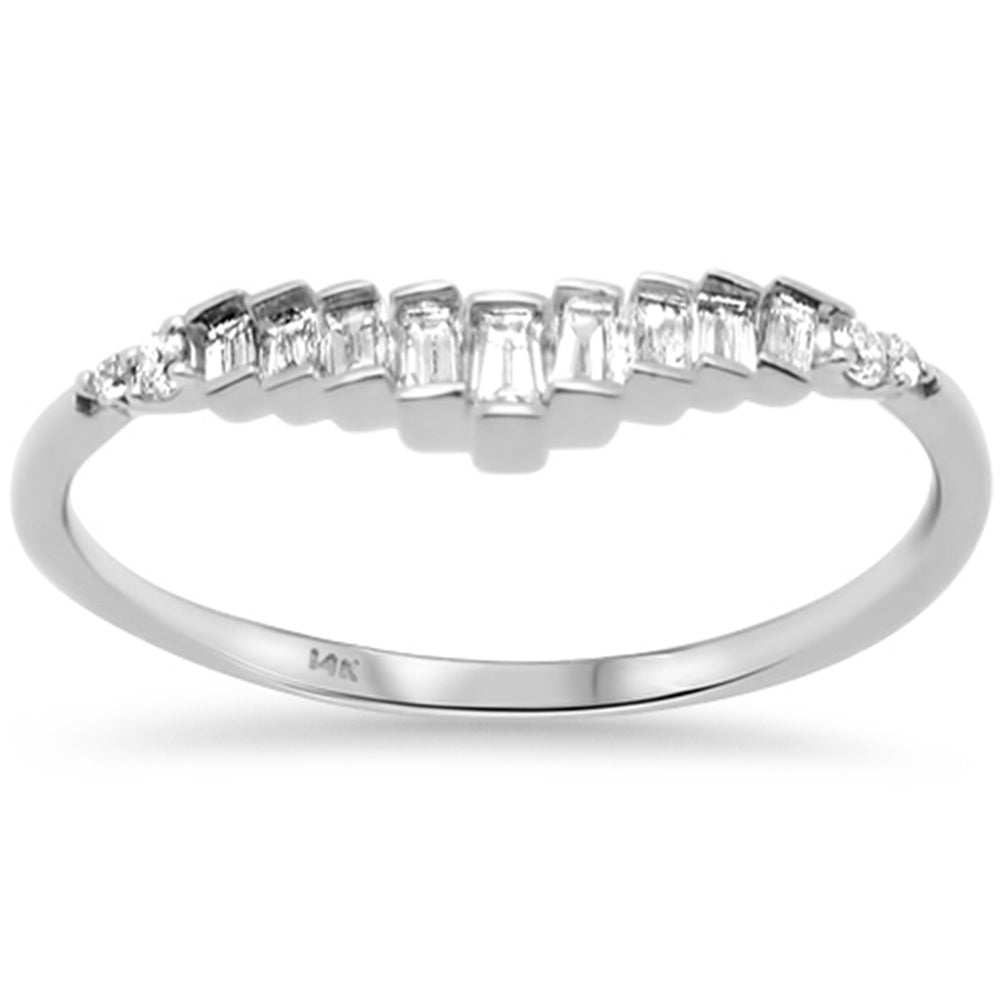 SPECIAL! .19ct G SI 14K White Gold Baguette Diamond Accent Wedding Band Ring Size 6.5