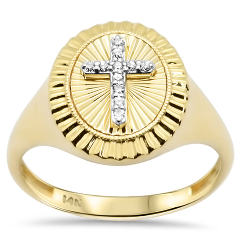 SPECIAL! .06ct G SI 14K Yellow Gold Cross Diamond Dome Ring Size 6.5