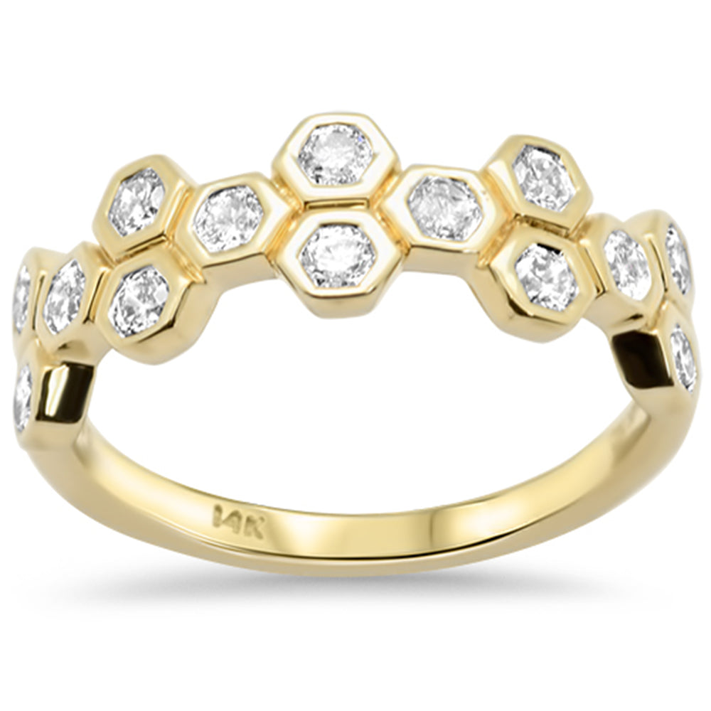 SPECIAL!.52ct G SI 14K Yellow Gold Modern Honey Comb Design Diamond Ring Size 6.5