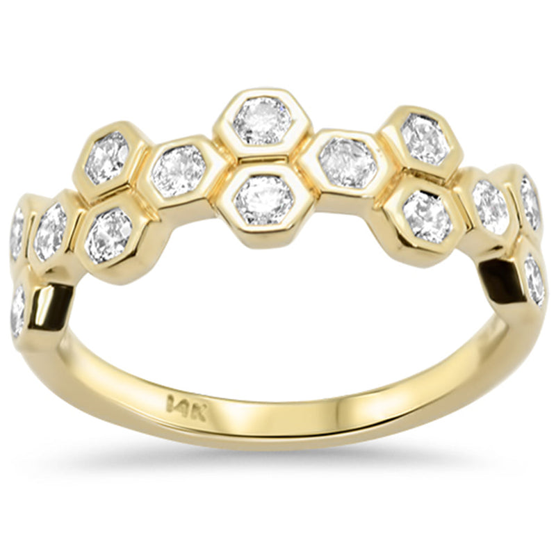 SPECIAL!.52ct G SI 14K Yellow Gold Modern Honey Comb Design Diamond Ring Size 6.5