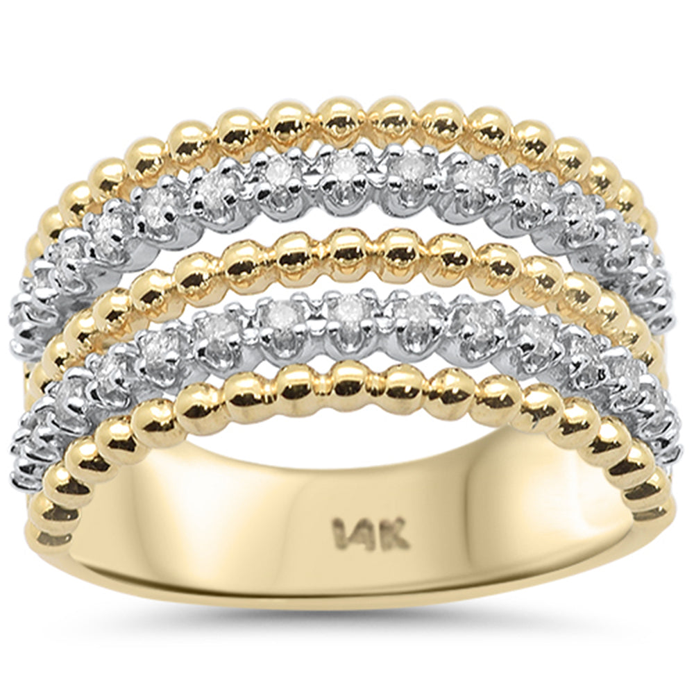 SPECIAL!.27ct G SI 14K Yellow Gold Diamond Multi Band Beaded Style Ring Size 6.5