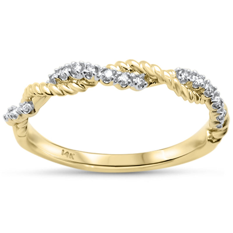 .13ct G SI 14K Yellow Gold Twisted Design Round Diamond Band Ring Size 6.5