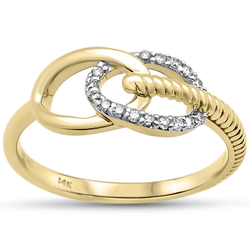 SPECIAL! .09ct G SI 14K Yellow Gold Round Diamond Interlocking Links Band Ring Size 6.5
