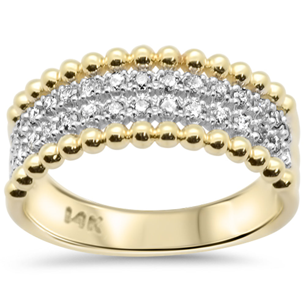 SPECIAL!.27ct G SI 14K Yellow Gold Round Diamond Wide Beaded Band Ring Size 6.5