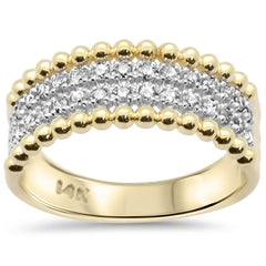 SPECIAL!.27ct G SI 14K Yellow Gold Round Diamond Wide Beaded Band Ring Size 6.5