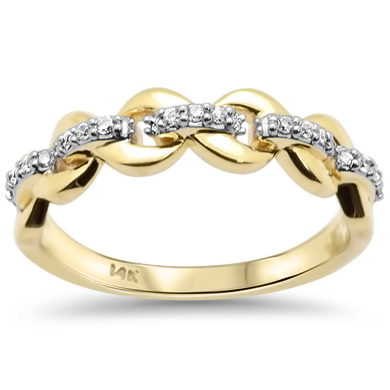 SPECIAL!.11ct G SI 14K Yellow Gold Chain Link Diamond Band Ring Size 6.5
