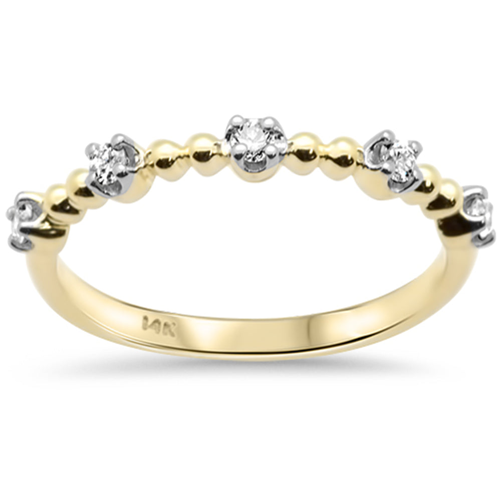 .15ct G SI 14K Yellow Gold Station Design Round Diamond Band Ring Size 6.5