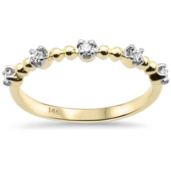 .15ct G SI 14K Yellow Gold Station Design Round Diamond Band Ring Size 6.5