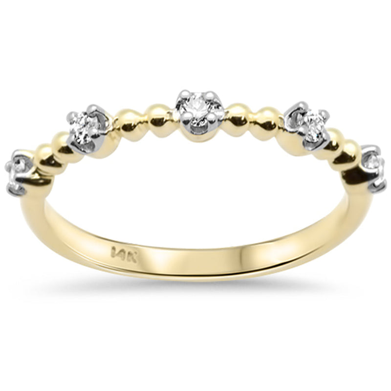 .15ct G SI 14K Yellow Gold Station Design Round Diamond Band Ring Size 6.5