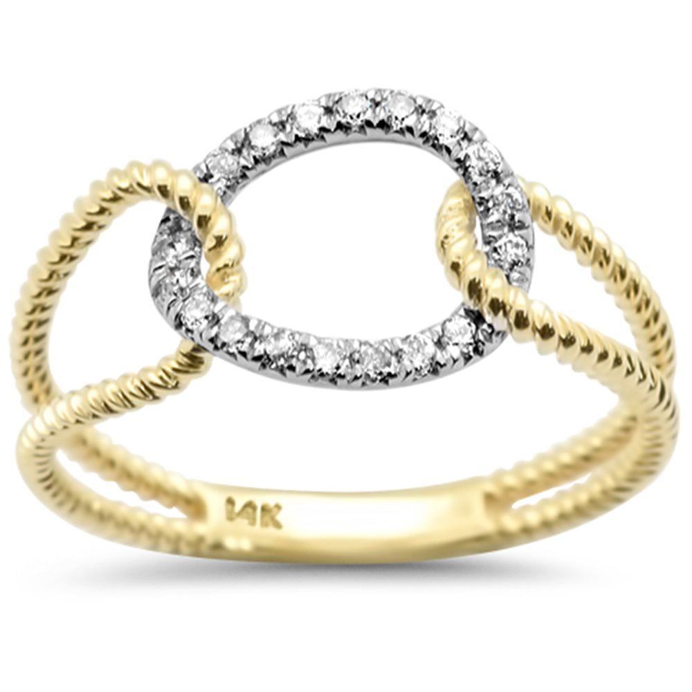 SPECIAL! .14ct G SI 14K Yellow Gold Interlocking Round Diamond Band Ring Size 6.5