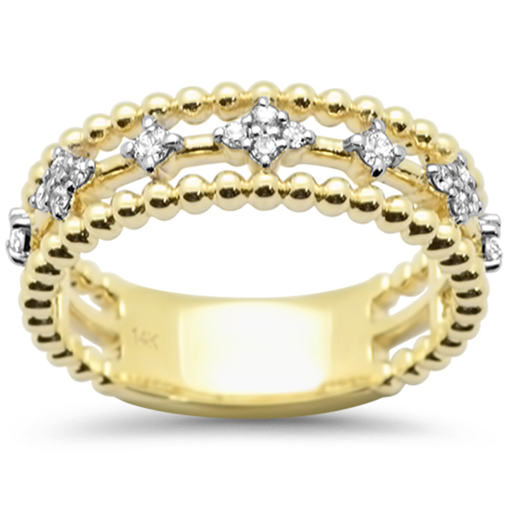 SPECIAL!.19ct G SI 14K Yellow Gold Clover Design Diamond Band Ring Size 6.5