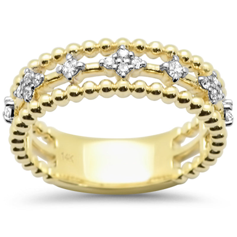 SPECIAL!.19ct G SI 14K Yellow Gold Clover Design Diamond Band Ring Size 6.5