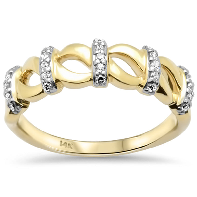 SPECIAL!.14ct G SI 14K Yellow Gold Unique Round Diamond Band Ring Size 6.5