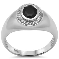 SPECIAL! 1.44ct G SI 14K White Gold Diamond & Oval Shape Black Onyx Band Ring  Size 10