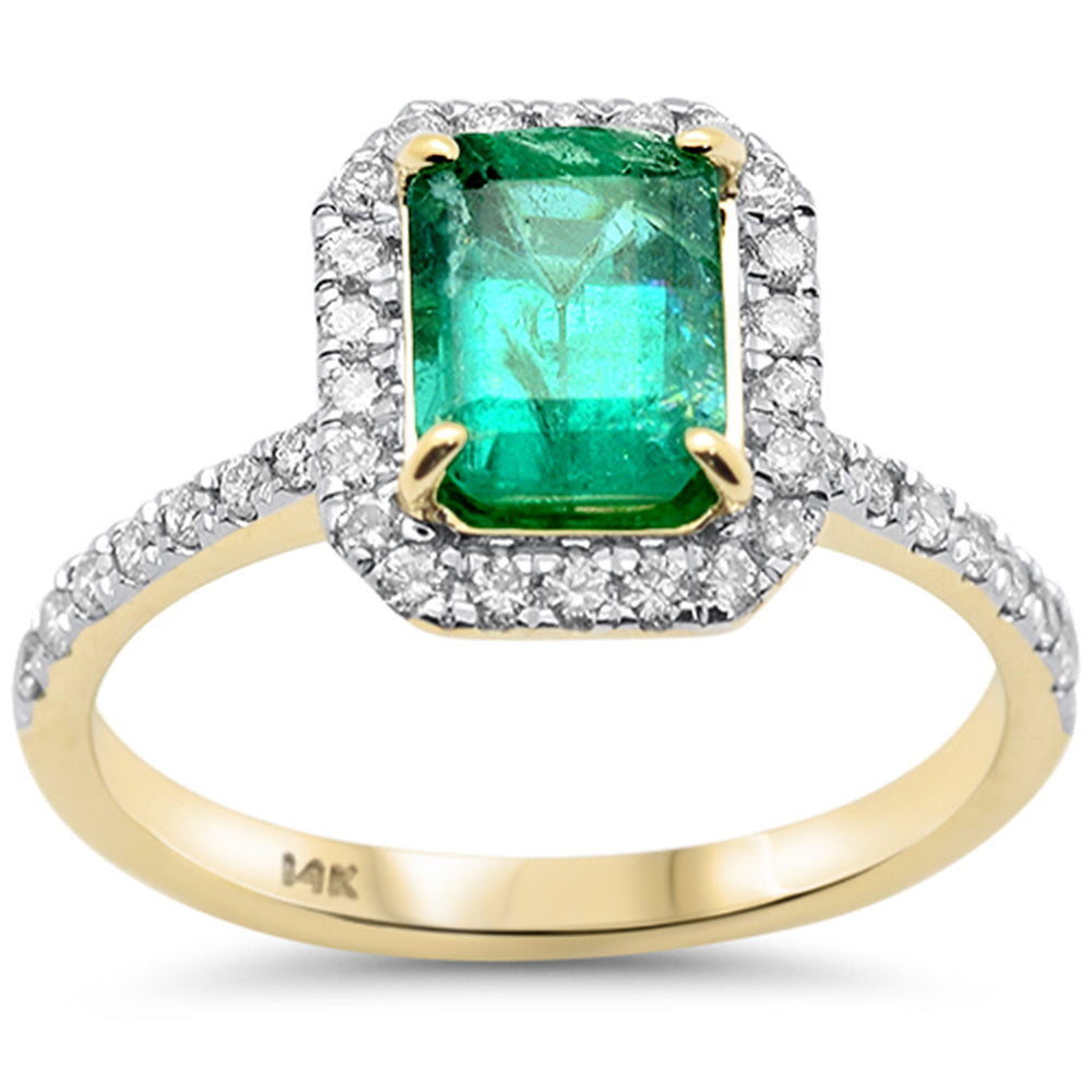 SPECIAL!1.84ct G SI 14K Yellow Gold Emerald Gemstone & Diamond Ring Size 6.5