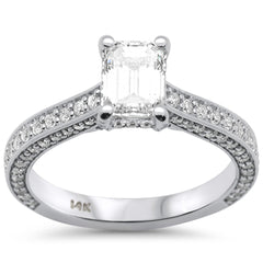 SPECIAL!1.80ct G SI 14K White Gold Emerald Cut Diamond Engagement Solitaire Ring Size 6.5