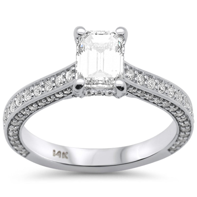 SPECIAL!1.80ct G SI 14K White Gold Emerald Cut Diamond Engagement Solitaire Ring Size 6.5