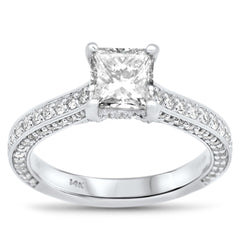 SPECIAL!1.87ct G SI 14K White Gold Princess Cut Diamond Engagement Ring Size 6.5