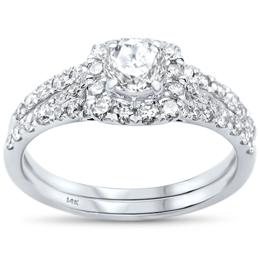 SPECIAL! 1.29ct G SI 14K White Gold Round Diamond Engagement Ring Bridal Set Size 6.5
