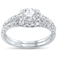 SPECIAL! 1.29ct G SI 14K White Gold Round Diamond Engagement Ring Bridal Set Size 6.5