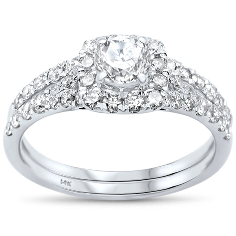 SPECIAL! 1.29ct G SI 14K White Gold Round Diamond Engagement Ring Bridal Set Size 6.5