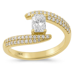 SPECIAL!1.01ct G SI 14K Yellow Gold Modern Emerald Cut Diamond Engagement Solitaire Ring Size 6.5