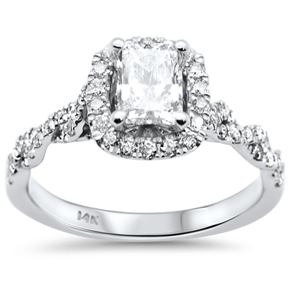 SPECIAL! 1.42ct G SI 14K White Gold Radiant Cut Diamond Twisted Band Engagement Ring Size 6.5