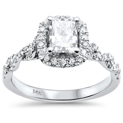 SPECIAL! 1.42ct G SI 14K White Gold Radiant Cut Diamond Twisted Band Engagement Ring Size 6.5