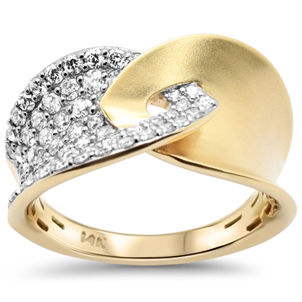 SPECIAL! .96ct G SI 14K Yellow Gold Modern Brushed Finish Diamond Ring Band Size 6.5