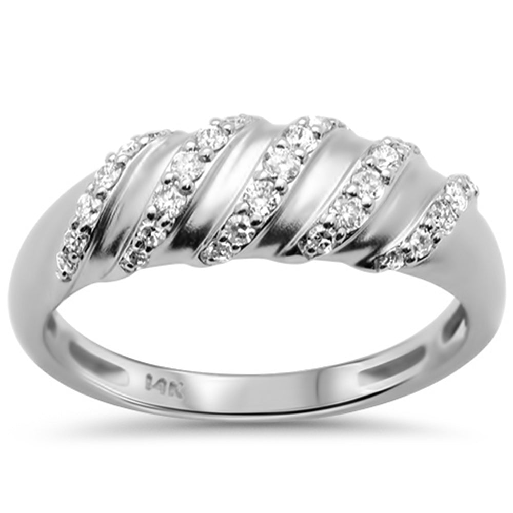 SPECIAL!.24ct G SI 14K White Gold Diamond Dome Style Ring Band Size 6.5