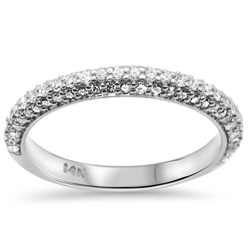 SPECIAL!.49ct G SI 14K White Gold Diamond Pave Rounded Ring Band Size 6.5