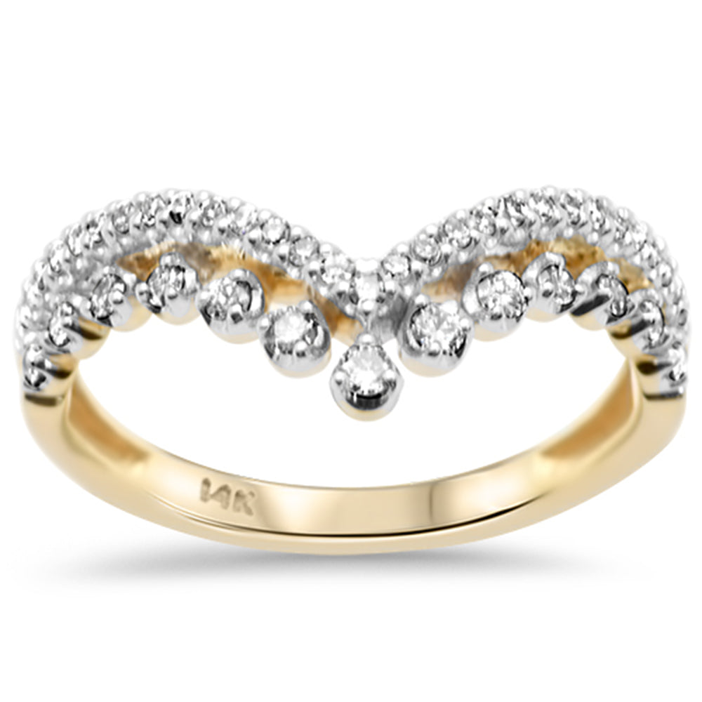 SPECIAL!.31ct G SI 14K Yellow Gold Diamond Chevron Shape Ring Band Size 6.5