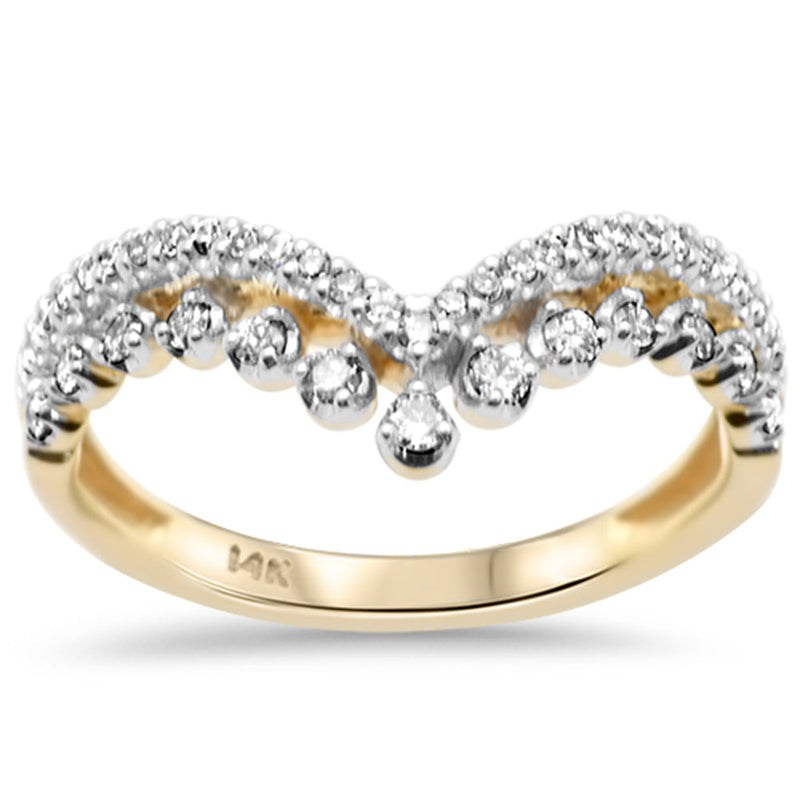SPECIAL!.31ct G SI 14K Yellow Gold Diamond Chevron Shape Ring Band Size 6.5