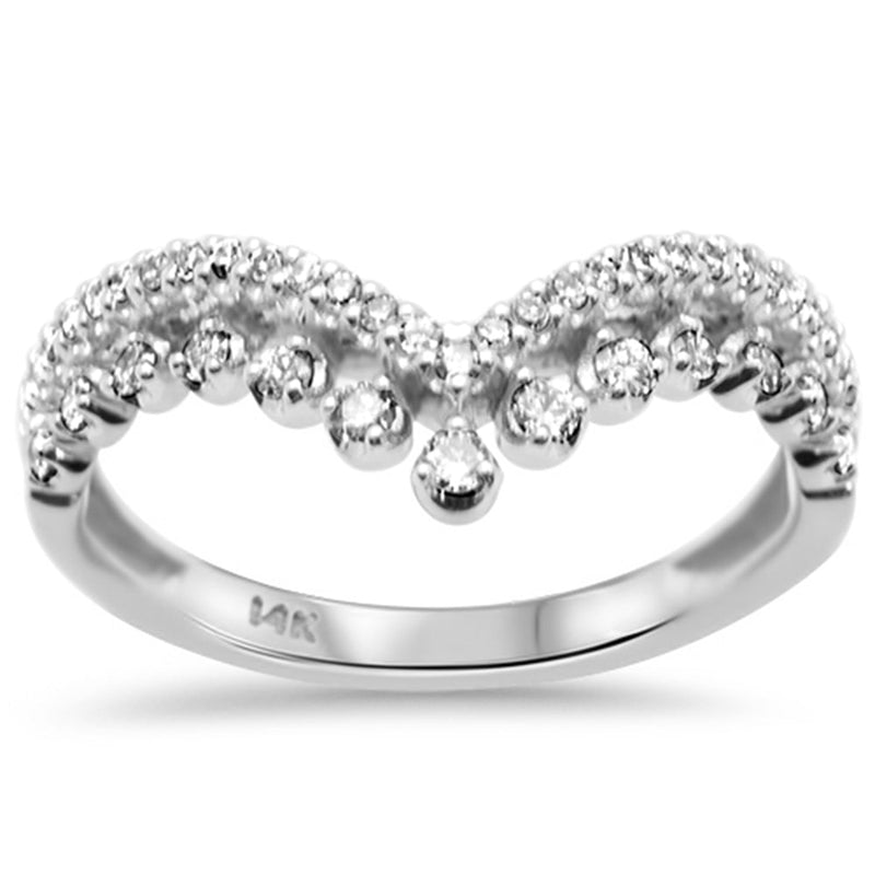 SPECIAL!.32ct G SI 14K White Gold Chevron Style Diamond Ring Band Size 6.5