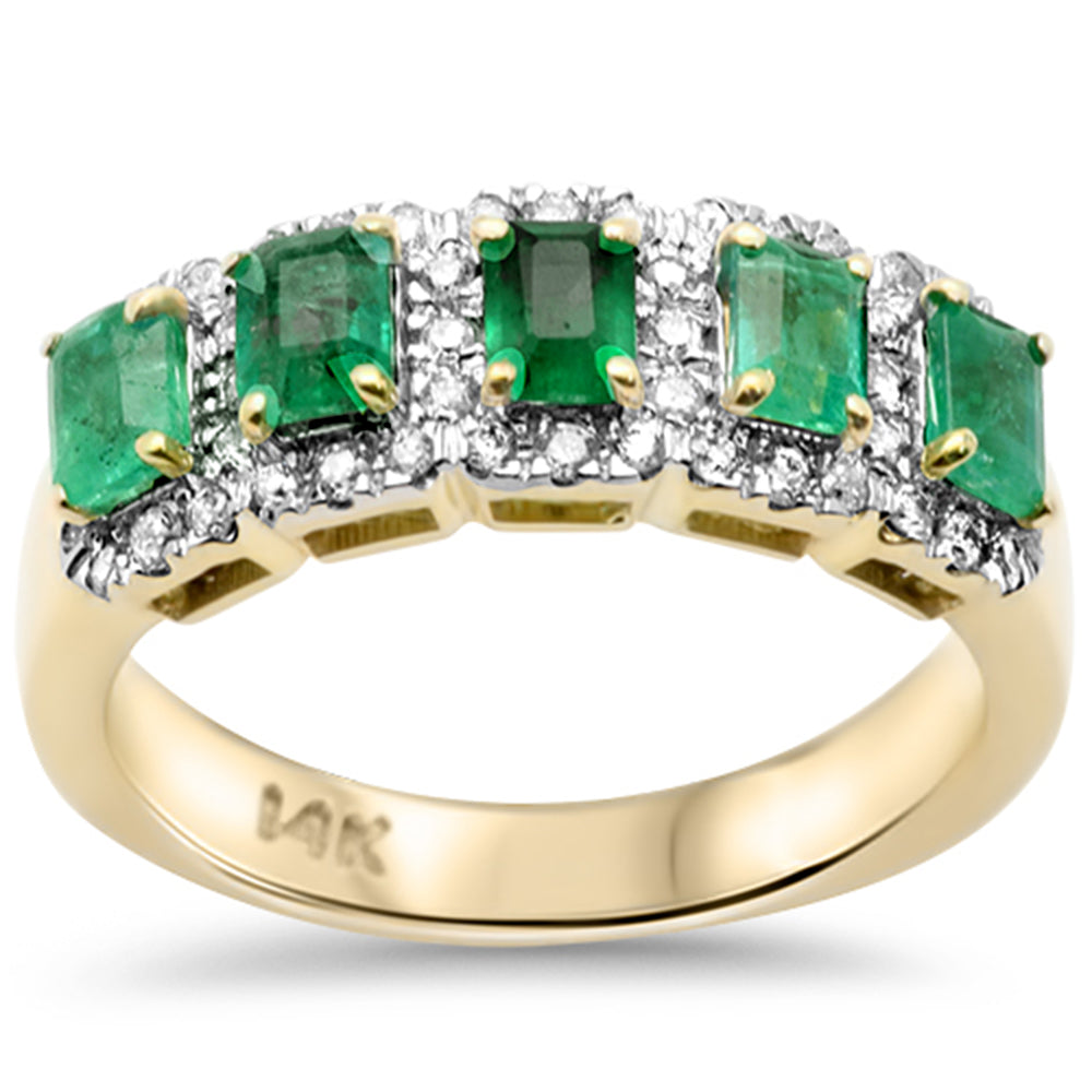 SPECIAL!1.42ct G SI 14K Yellow Gold Diamond & Emerald Gemstone Ring Size 6.5