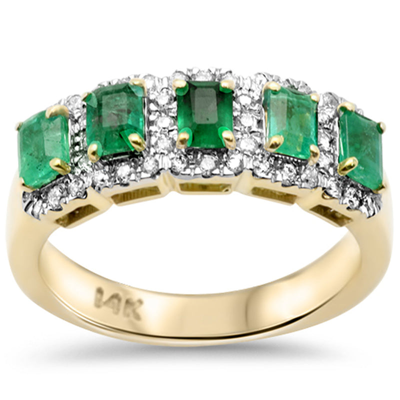 SPECIAL!1.42ct G SI 14K Yellow Gold Diamond & Emerald Gemstone Ring Size 6.5