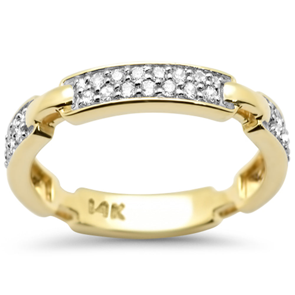 SPECIAL!.22ct G SI 14K Yellow Gold Diamond Link layers Ring Band Size 6.5