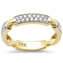 SPECIAL!.22ct G SI 14K Yellow Gold Diamond Link layers Ring Band Size 6.5