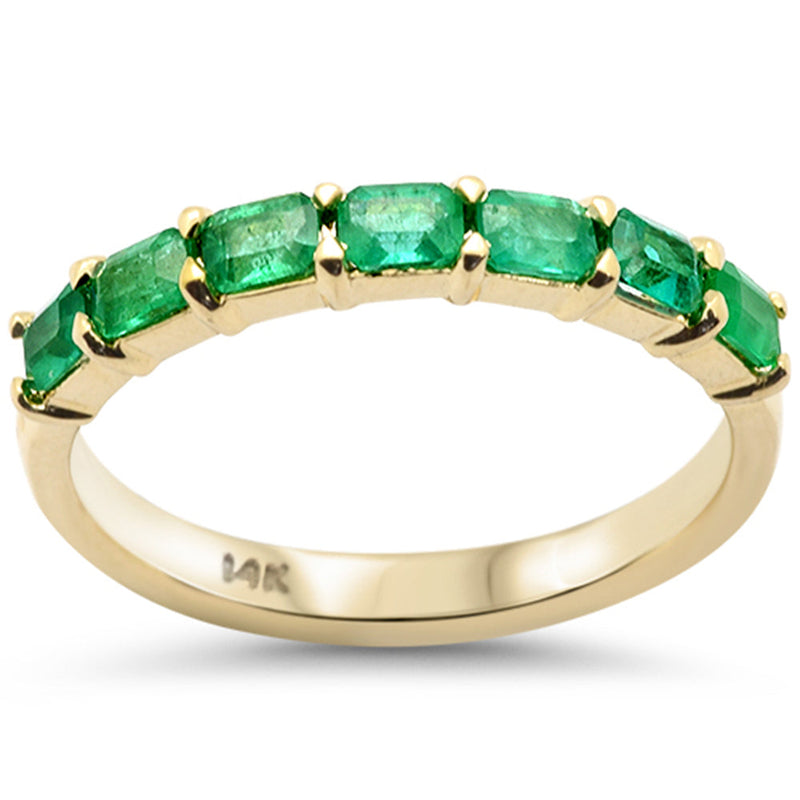 SPECIAL!.63ct G SI 14K Yellow Gold Emerald Gemstone Stackable Band Ring Size 6.5