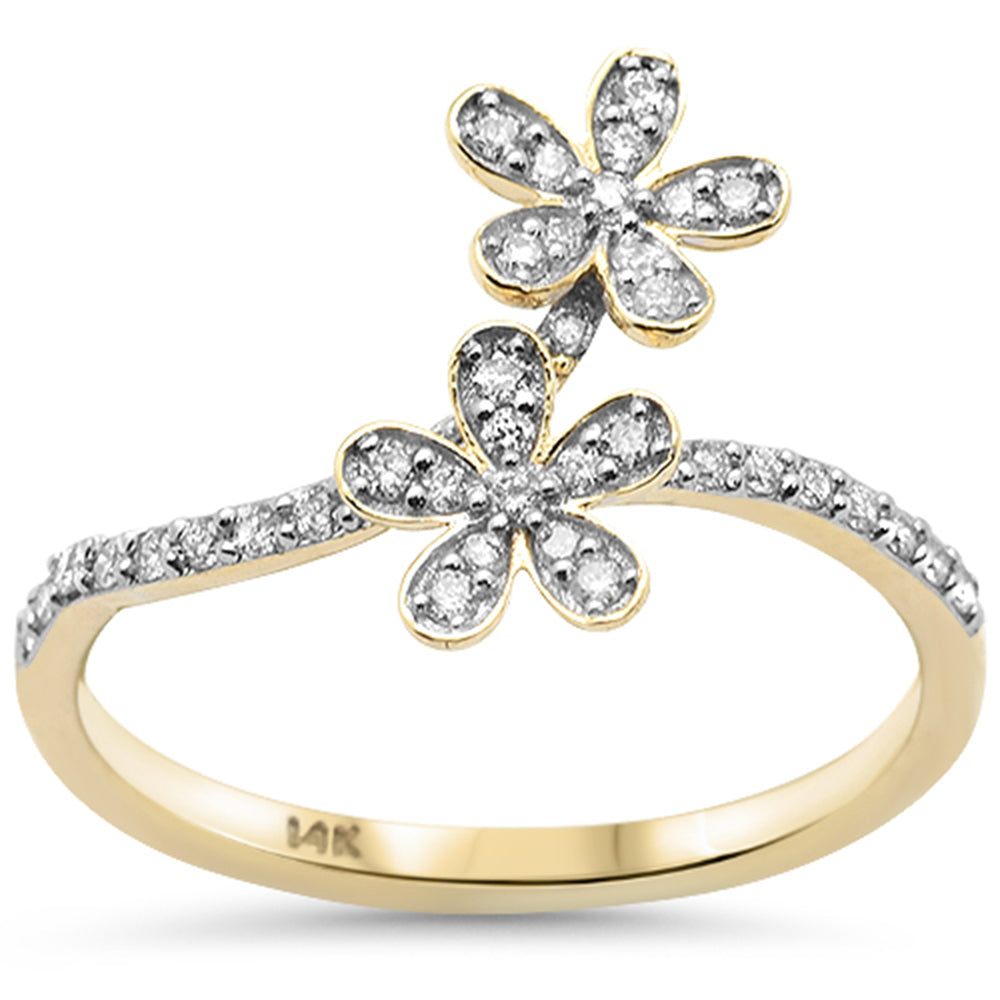 SPECIAL! .24ct G SI 14K Yellow Gold Diamond Double Flower Ring Size 6.5