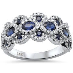 SPECIAL!1.96ct G SI 14K White Gold Diamond & Blue Sapphire Gemstone Dome Ring Size 6.5