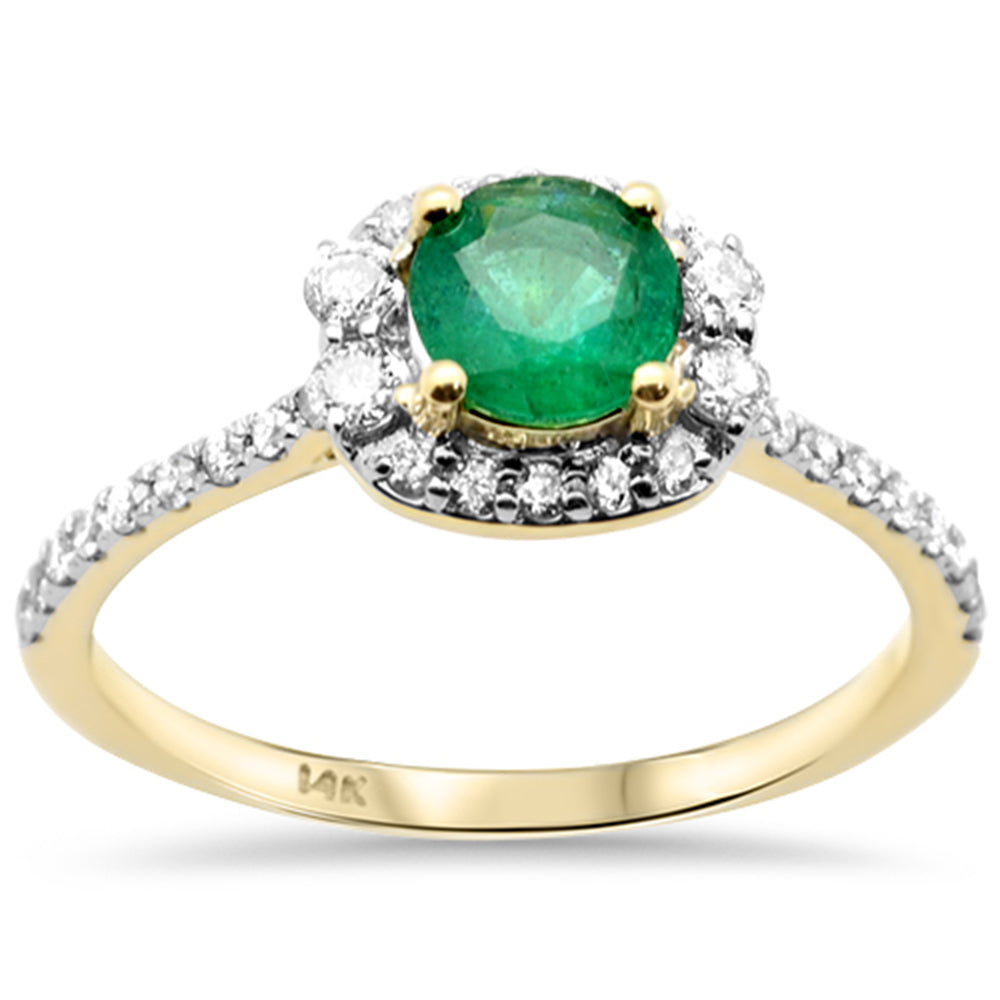 SPECIAL!1.00ct G SI 14K Yellow Gold Diamond & Emerald Gemstone Ring Size 6.5