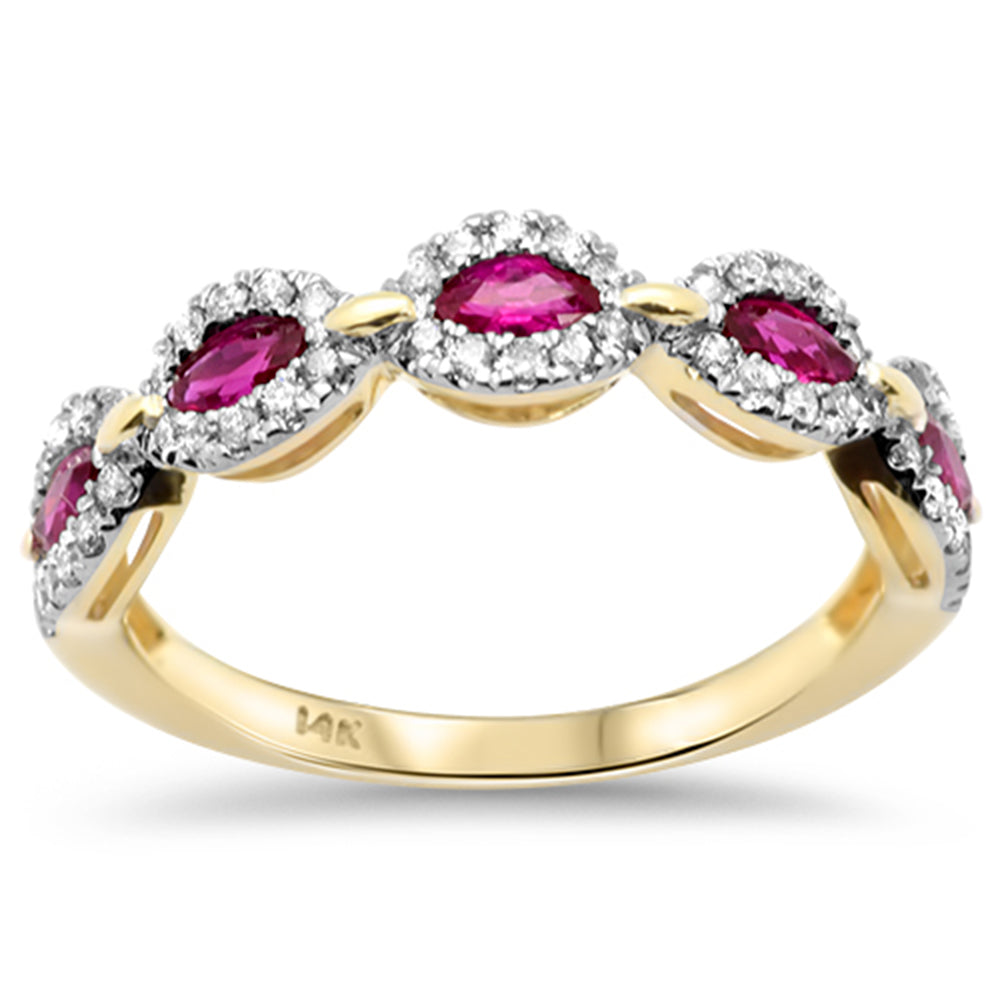 SPECIAL!.76ct G SI 14K Yellow Gold Diamond & Ruby Gemstone Band Ring Size 6.5