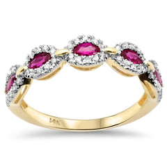 SPECIAL!.76ct G SI 14K Yellow Gold Diamond & Ruby Gemstone Band Ring Size 6.5
