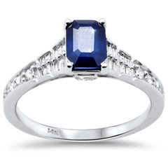 SPECIAL!1.27ct G SI 14K White Gold Diamond & Blue Sapphire Gemstone Ring Size 6.5
