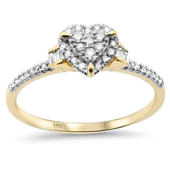 SPECIAL!.22ct G SI 14K Yellow Gold Diamond Heart Shape Engagement Promise Ring Size 6.5